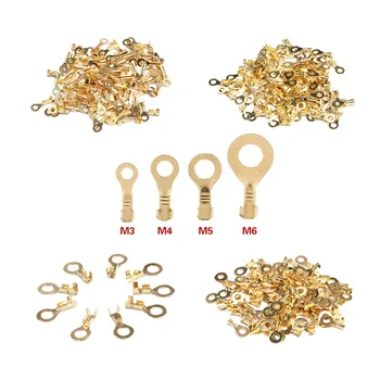 

3.2-6.2mm Non-insulated Ring Cable Lugs Terminals Assorted Naked Connector Wire Cable Connectors Brass Terminals Kit100Pcs