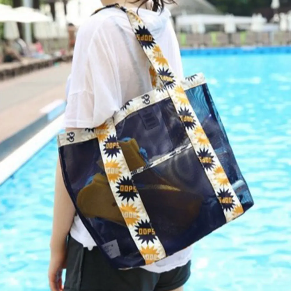 Folding Sand Mesh Bag Oxford Cosmetics Outdoor Summer Picnic Travel Bag Fashion Clothes Towel Female Storage Bags