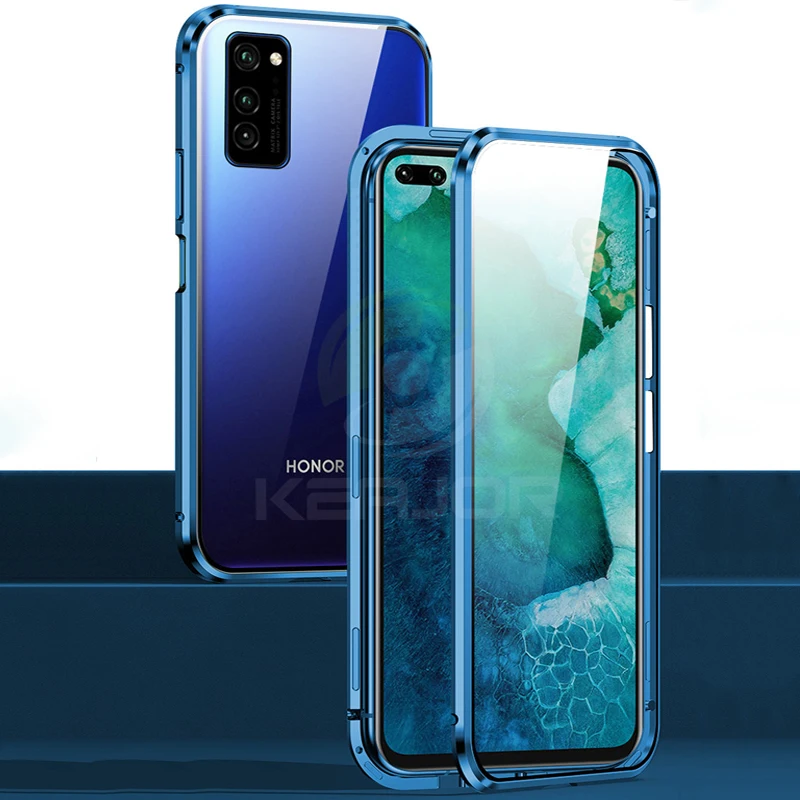Металлический магнитный чехол 360 для Honor View 30 Pro двухсторонний из закаленного