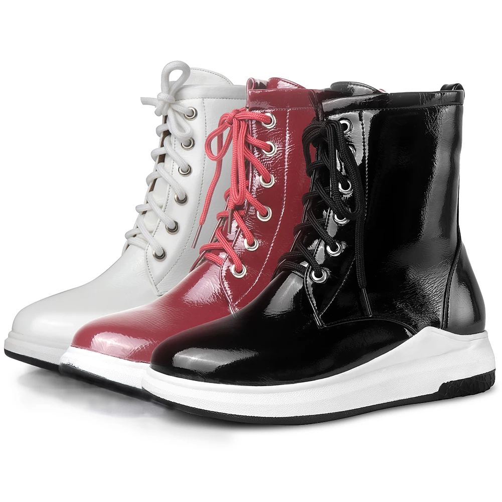 Karinluna/ г., Прямая поставка, черно-белые туфли на платформе женские ботинки удобные женские ботильоны на молнии женская обувь