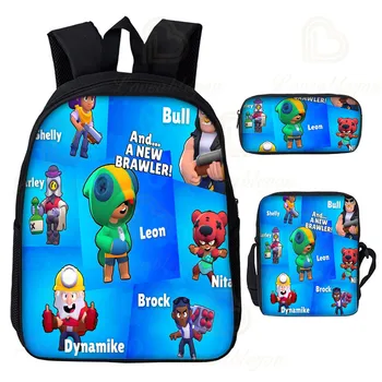 

Shooter Game Leon Crow Bibi Bagpack Set for Teen Boys Cartoon Children Backpack Brawling Game Kids School Book Bag Set