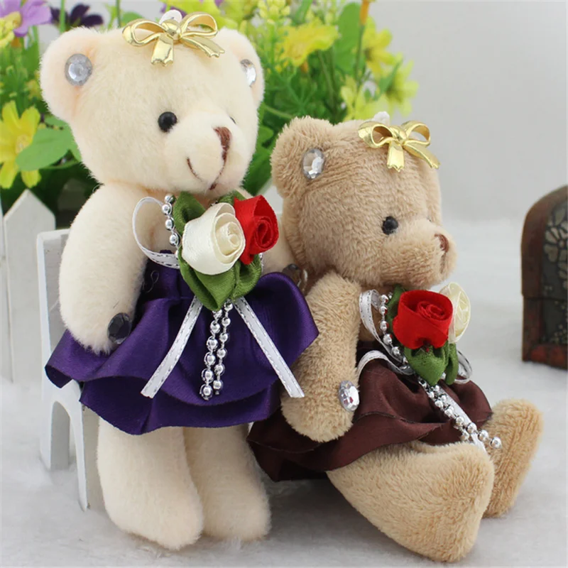 HANDANWEIRAN 1Pcs Hot Sale 12cm Bear Plush Toy Cute PP Cotton Decorative Pendant Toy Boy Girl 4