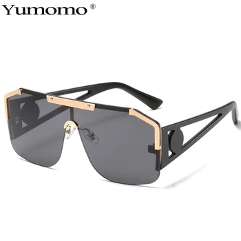 

2020 Fashion Square Sunglasses Luxury Personality Wide Leg Eyeglasses One-piece Sunglasses Women Men Metal Style Sun Glasses