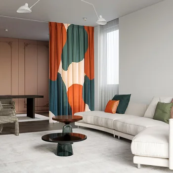 

Luxury Window Curtain Living Room Thick Chenille Semi Blackout Geometric Curtains Blinds Drapes Bedroom For Printing Nordic