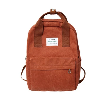 

Women Casual Corduroy Backpack Large School Bag For Teenage Girl Student Soft Rucksack Solid Color Female Backpack