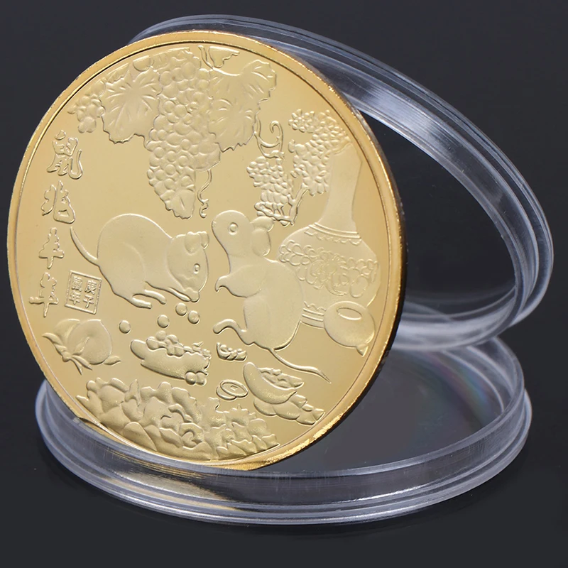 gold Памятная монета с изображением крыс год доставки денег коллекция монет год подарок позолоченный удача Декор для дома и автомобиля - Цвет: gold