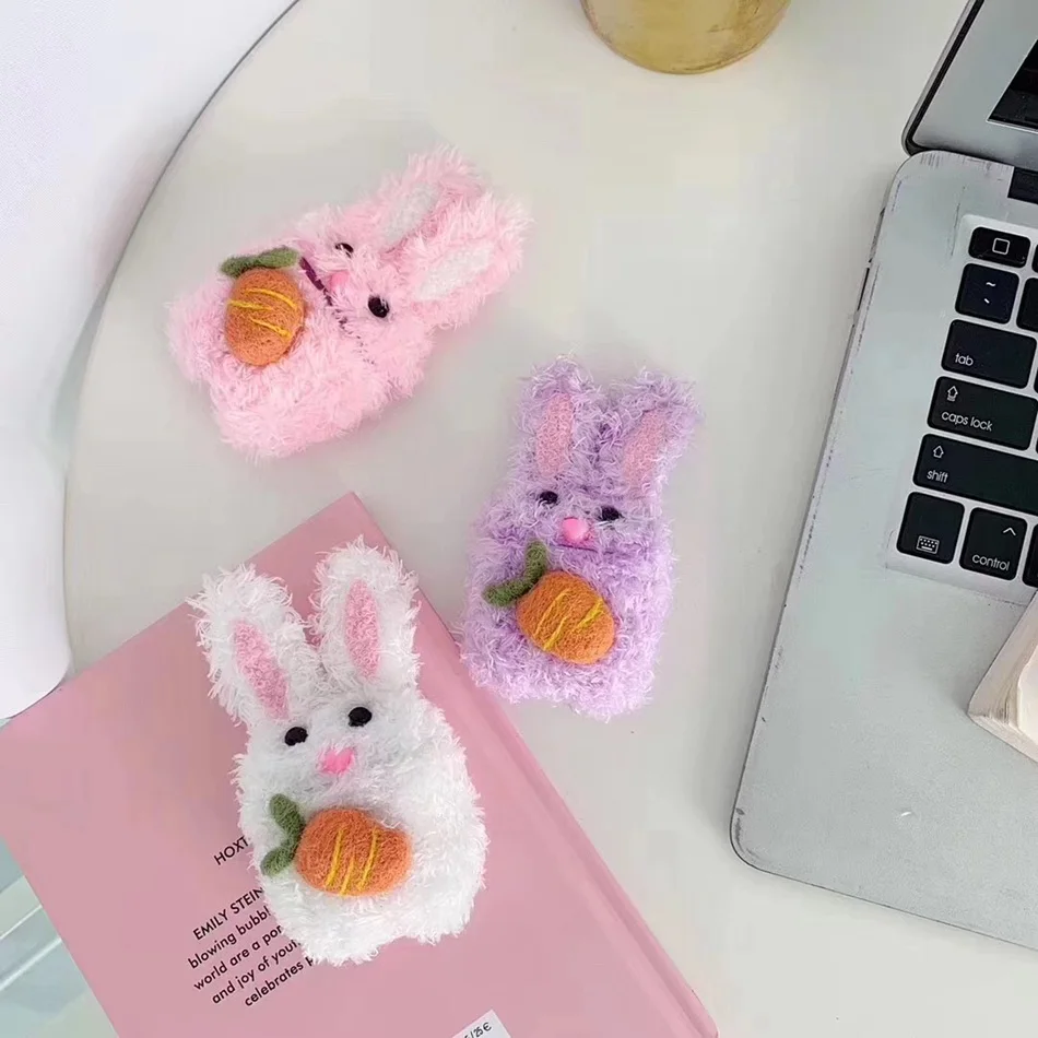 3D Cute Earphone Case for Airpods Case Cartoon Knitted plush Cover for Apple Airpods 2 Case Teddy Dog Rabbit Earpods Accessories