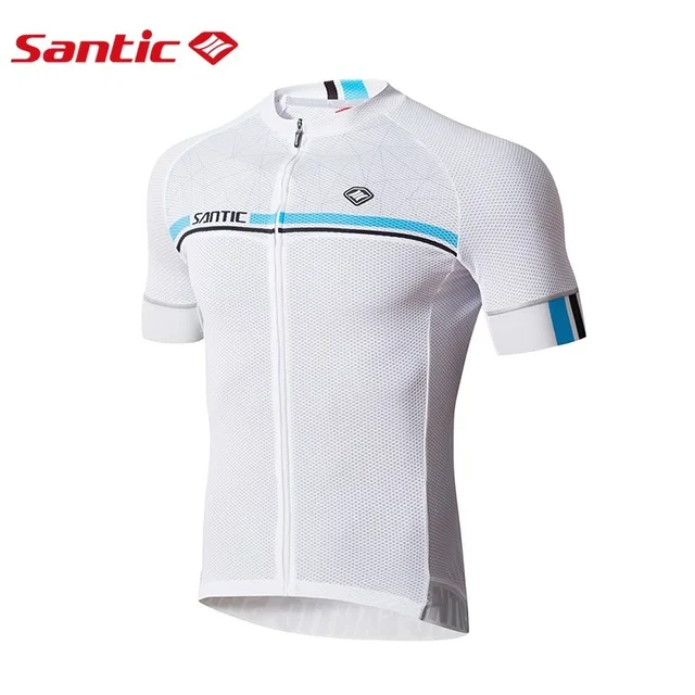 Santic, 4 цвета, мужские майки для велоспорта, дышащие, MTB, для шоссейного велосипеда, короткий рукав, Джерси, быстросохнущая, для спорта на открытом воздухе, одежда для верховой езды - Цвет: White