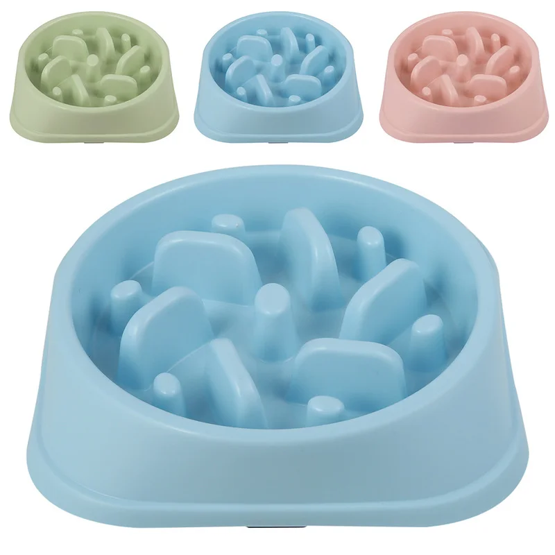 

Dog Cat Slow Feeder Pet Bowl Thickened Plastic Anti Gulping Pet Bowls Interactive Food Healthy Eating Cat Supplies