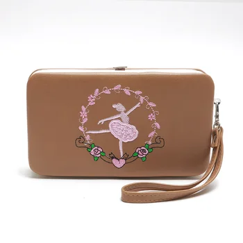 

PU Leather Floral Embroidered Women Long Wallet Coin Purse Pouch Phone Bag Bolso Bolsa Carteira Feminina Box Package for Girls