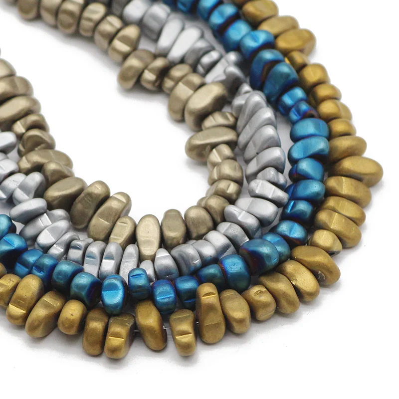 

RBFHYER Natural Stone Hematite Gold color Mattle Irregular Gravel Spacer Loose Beads For Jewelry Making DIY Bracelet Accessories