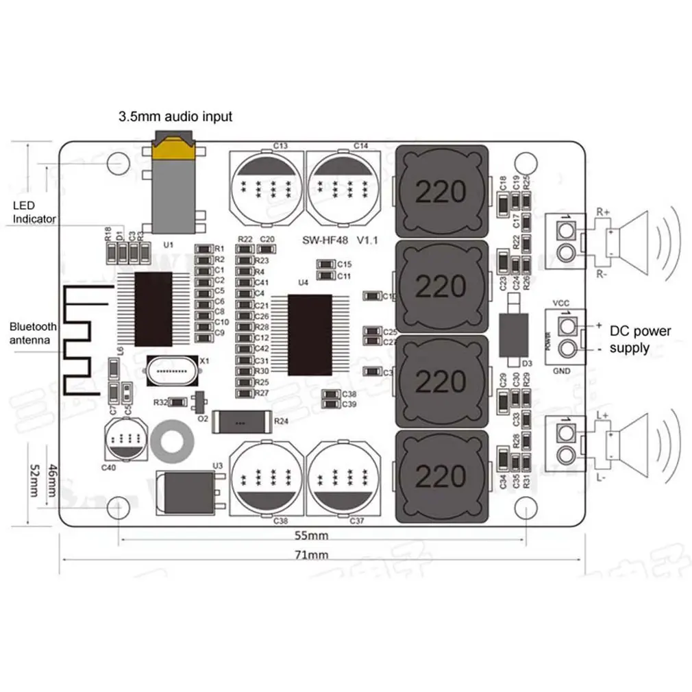 TPA3118 2x30 Вт 8-26 в DC стерео аудио Bluetooth цифровой усилитель мощности плата для DIY игрушки модель Amplificador усилители