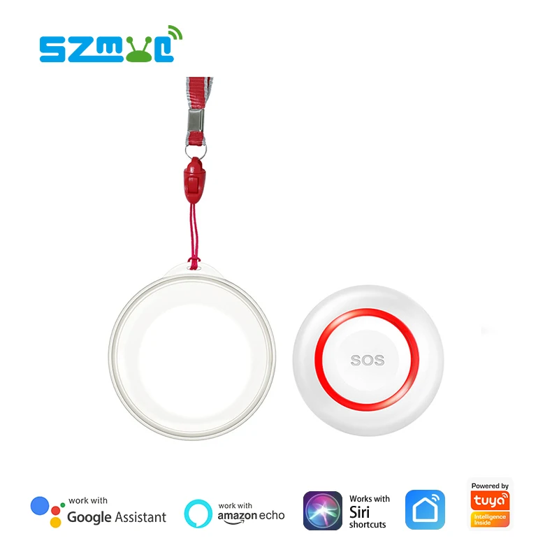 Battery Powered WiFi Wireless Smart Life Wearable Tuya Smart Emergency Calling Panic Button