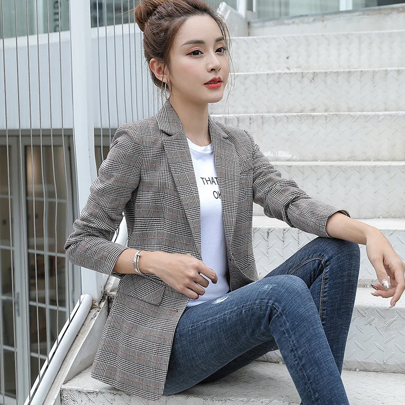 

Small Suit WOMEN'S Coat Korean-style 2019 Autumn And Winter New Style Online Celebrity Casual Versatile British Style South Kore