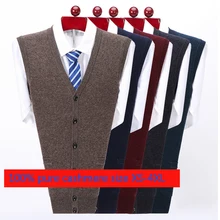 Новое поступление, высококачественный зимний чистый кашемировый кардиган с пуговицами, жилет для мужчин, вязаный, Повседневный, с v-образным вырезом, толстый, плюс размер, XS-4XL