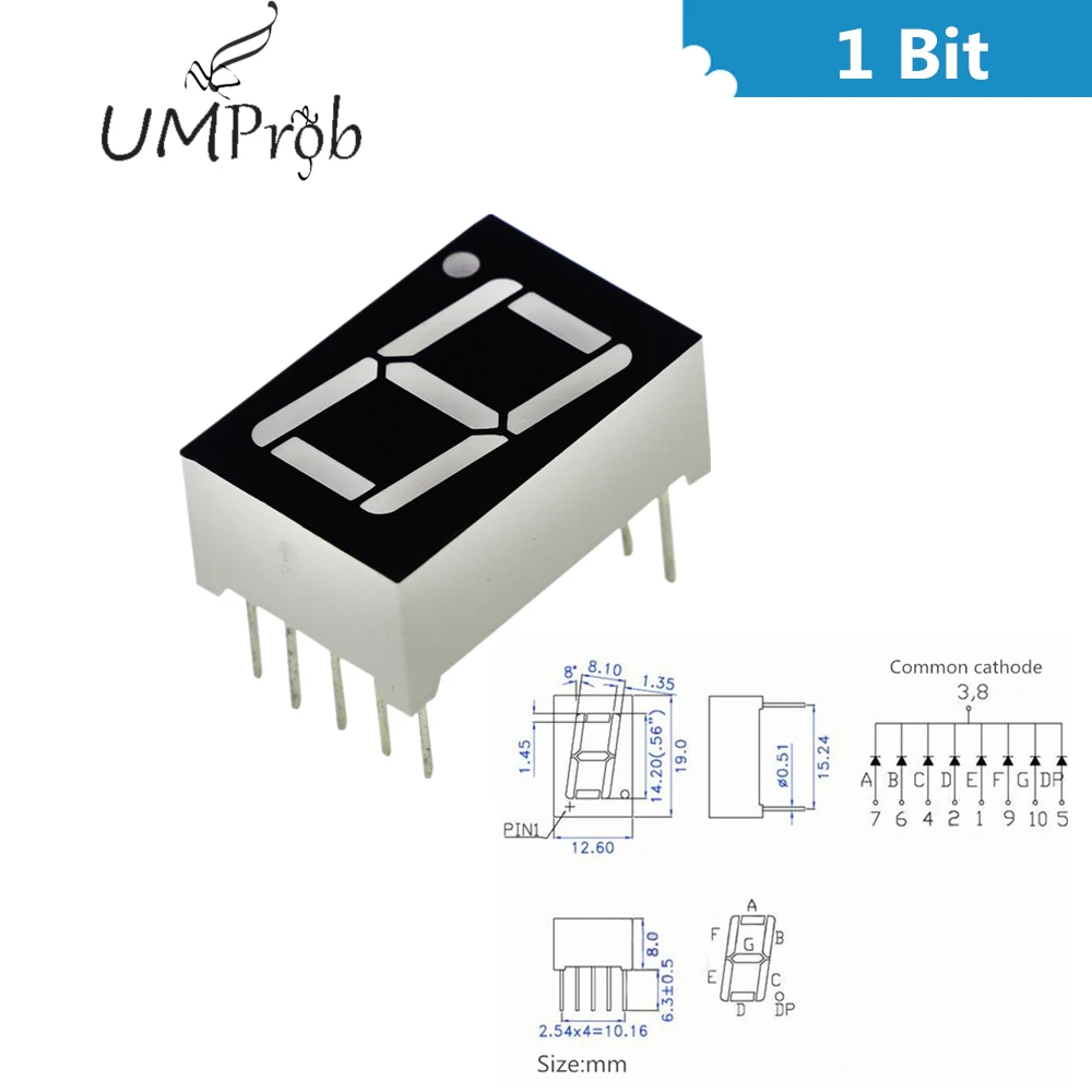 0,56 дюймов 7 сегмент 1Bit/2Bit/3Bit/4Bit цифровая трубка Красный общий анод светодиодный цифровой дисплей 8x8 решетчатый светодиодный экран ярко-красного цвета с точечной матрицей