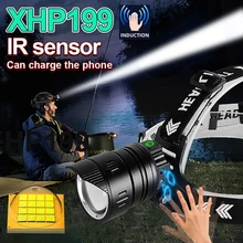

XHP199 Newest Powerful Led Headlamp Rechargeable IR Sensor Led Headlight 18650 XHP120 Head Flashlight Usb Zoom Fishing Head Lamp
