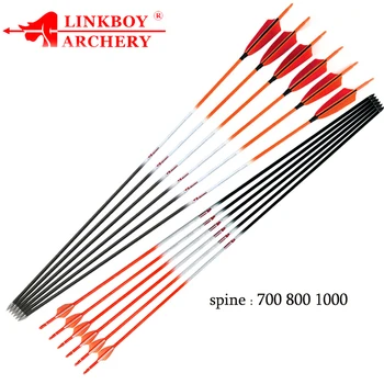 

6/12PCS Linkboy Archery Carbon Arrows ID4.2mm Spine 700 800 1000 80gr Target Tips Recurve Compound Bow Shooting Accessories