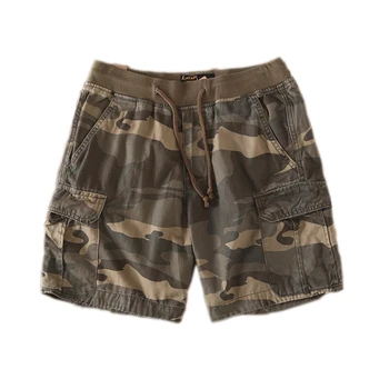 

Japanese Harajuku Drawstring Multi Pockets Camo Cargo Shorts for Men Urban Boys Streetwear Elastic Waist Camouflage Cargo Shorts