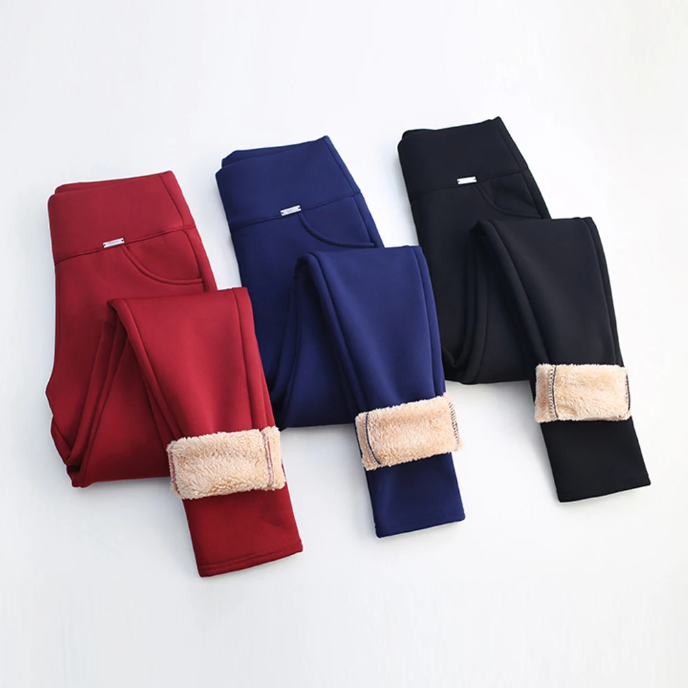 

Winter Thick Warm Women Pants Plus Cashmere & Gold Velvet Inside Skinny Pencil Pants Casual Stretch High Waist Trousers Womens