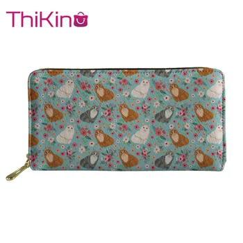 

Thikin Floral Kitty Print Wallet for Women 3D Printed Dog Animals Purse Girls Shopping Notecase Leather Long Wallet PU Handbag