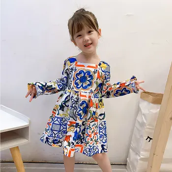 

Kids Little Girls Dresses Toddler Printed Flower Baby Girl Full Sleeveless Party Tutu Autumn Dress 3 To 8 Years