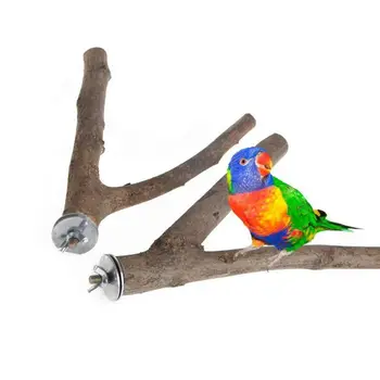 

2 Pack Bird Parrot Natural Wood Fork Stand Perch Parrot Birdcage Stand Platform