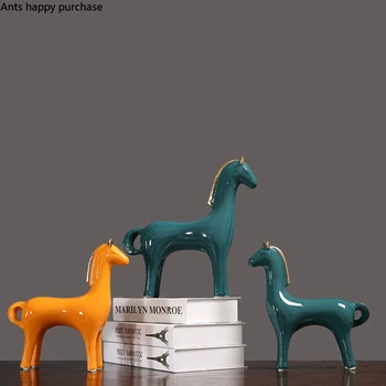 

Nordic Creative ceramics Simulated animal abstract horse Home Decorative ornaments Tang Dynasty Horse desk office Decoration