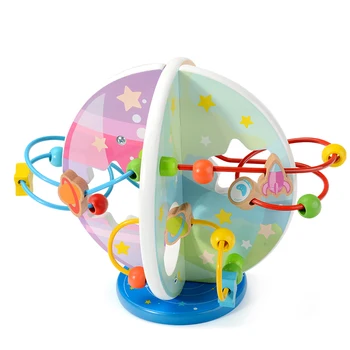 

Wooden Math Toy Counting Circles Bead Abacus Wire Maze Roller Coaster Montessori Educational for Baby Kids