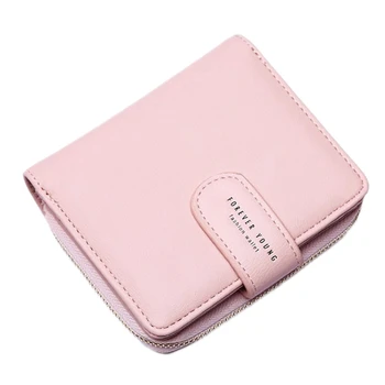 

FGGS-Women's PU Leather Coin Purse Folding Simple Travel Wallet Soft Soft Elegant Durable