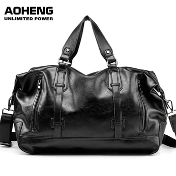 

2019 Waterproof Large Men PU Leather Sport Gym Bag for Women Fitness Training Travel Duffle Shoulder Bags Handbag Outdoor sac de