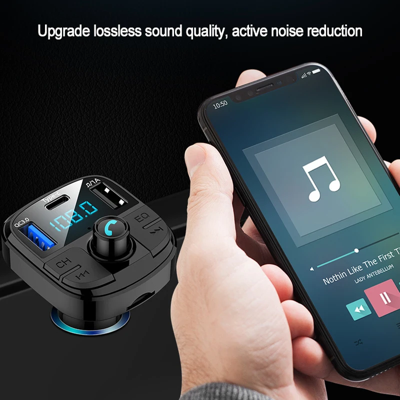 Fm-передатчик MP3 Bluetooth 5,0 Автомобильный плеер двойной USB QC3.0 тип-c Handsfree держатель телефона автомобильный модулятор fm-радио адаптер зарядное устройство