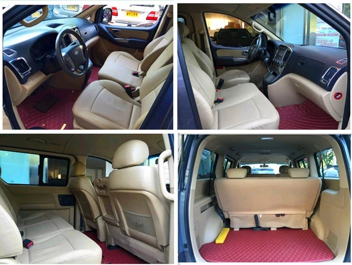 

Good quality! Custom car floor mats + trunk mats for Hyundai H-1 8 9 seats 2019-2010 waterproof durable car carpets for H1 2018