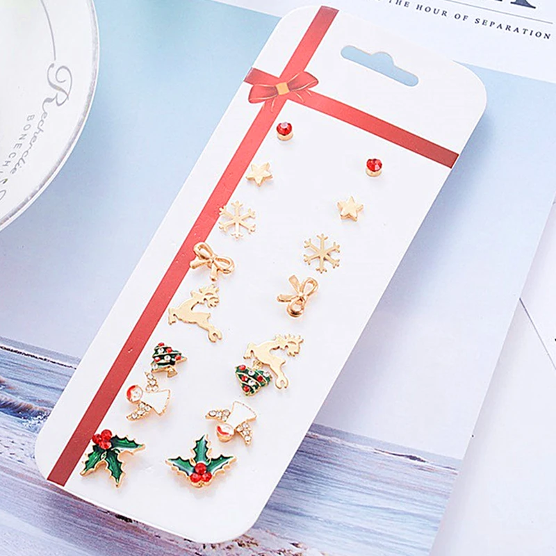 8 пар, новинка, набор сережек на Рождество, подарок на Рождество, Рождественский олень, снеговик, серьги в виде дерева, набор, комбинация