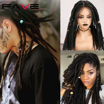 

Fave Lace Part Dreadlocks Braided Hand Tied slit Black Blonde Felt Dirty High Temperature Synthetic Wig For America Africa Men