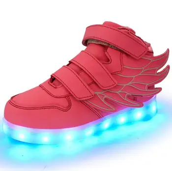 

2018 New usb Size/ USB Charging Basket Led Children Shoes With Light Up Kids Casual Boys&Girls Luminous Sneakers Glowing Shoe