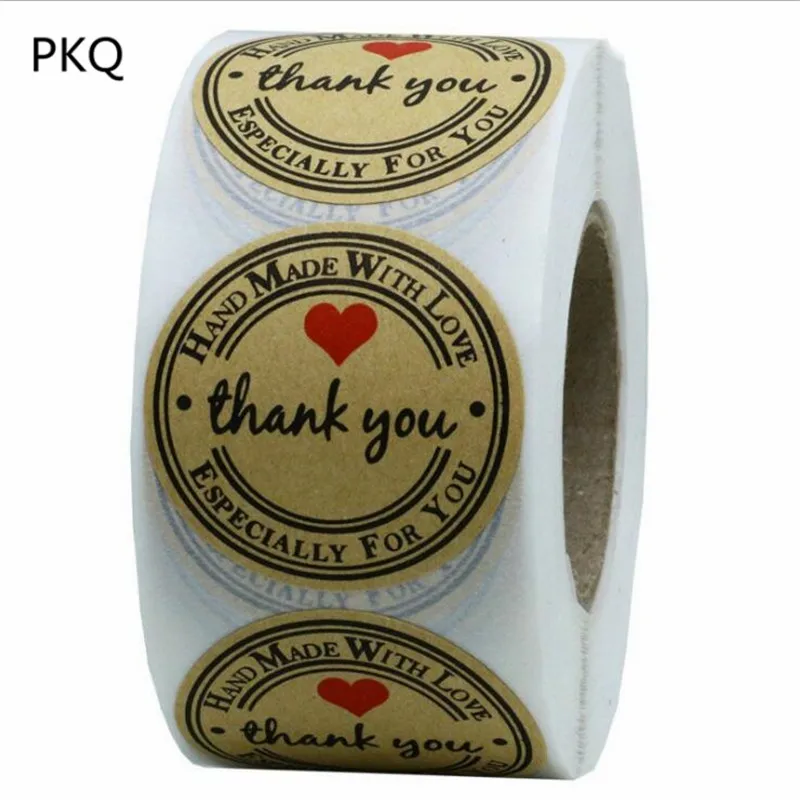 

500pcs/roll 1Inch Brown Kraft Paper Stickers Round Adhesive Labels Baking Scrapbooking Wedding Party Favors Decoration Sticker