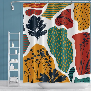 

Fashion Nordic Pattern Leaves Print Shower Curtain Bathroom Waterproof Polyester Bohemian Bath Screens for Bathroom Decor Gift