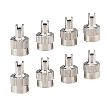 

8pcs/Set Chrome Metal Slotted Head Valve Stem Caps With Core Remover Tool for Motorcycle/Car Repair Tool