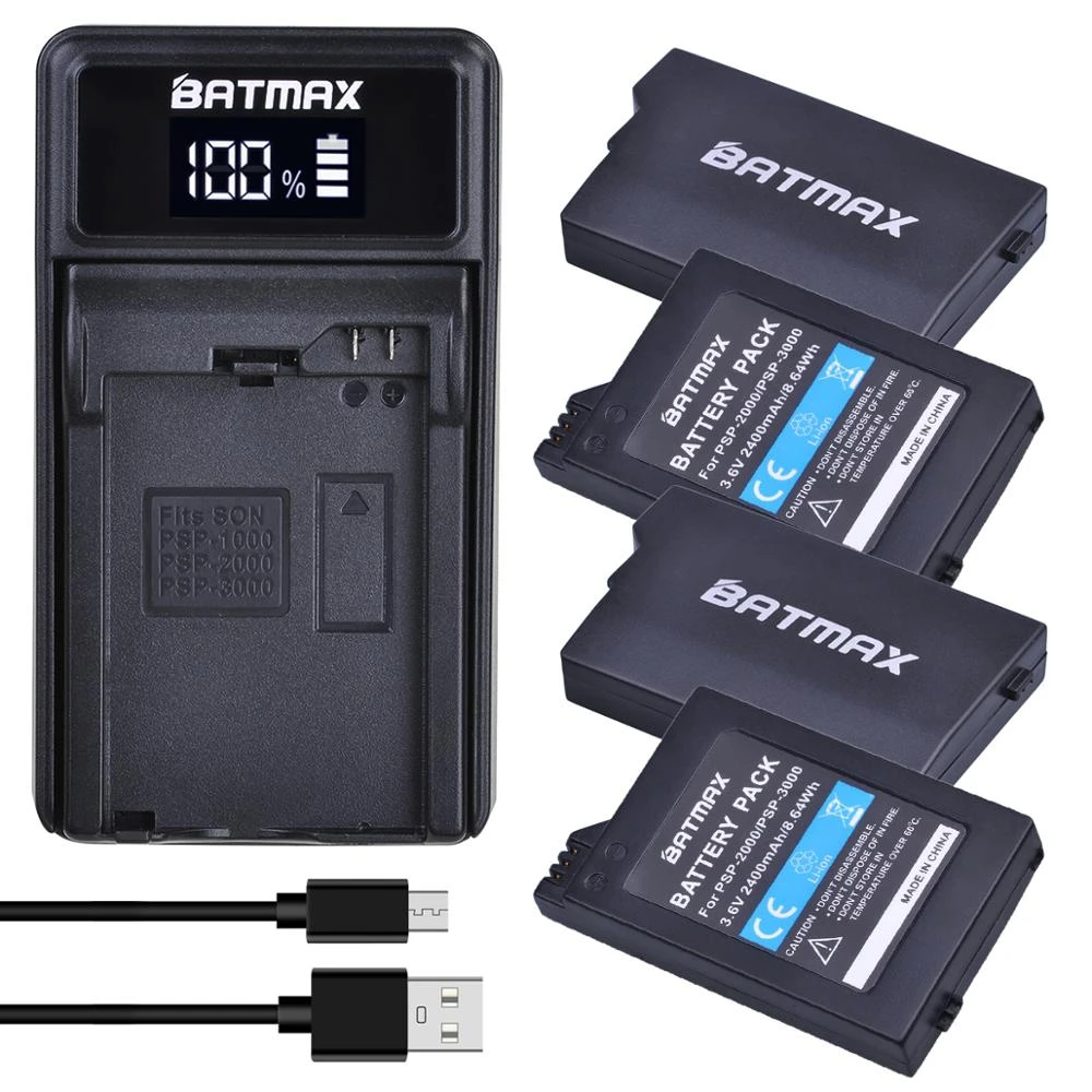 Batmax Batería de PSP 2000 de 2400mAh, Cargador USB LED para Sony PSP2000,  PSP3000, mando portátil para PlayStation|Batería de cámara| - AliExpress