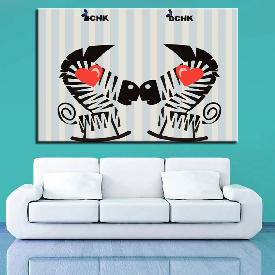 

Modular Picture HD Prints Canvas Painting 1 Pieces Animal Home Decor Zebra Watercolor Wall Art Bedside Background Artwork Poster