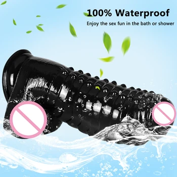 30*9.8CM Black Dildo Super Huge Monster Dildo Soft Female Masturbator Realistic Penis with Suction Cup Big Dick Adult Sex Toys 6