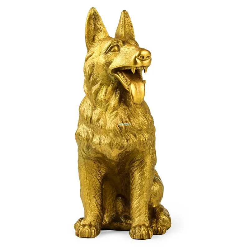 1" Wolfhound Canis Lupus ознакомительный компаньон Собака Животное моделирование креативный подарок латунь Искусство ремесло украшения 45 см Z2457