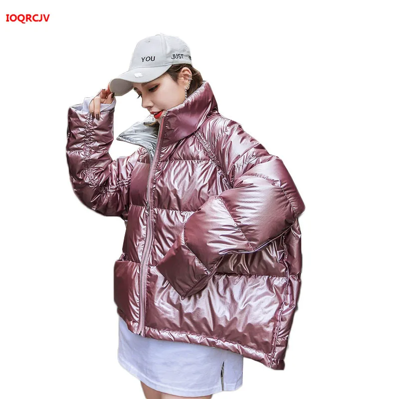 

Hip Hop Oversized Womens Coat Winter Warm Glossy Jacket Plus Size Harajuku Outerwear Down Cotton Jacket Short Women's Parka 1231