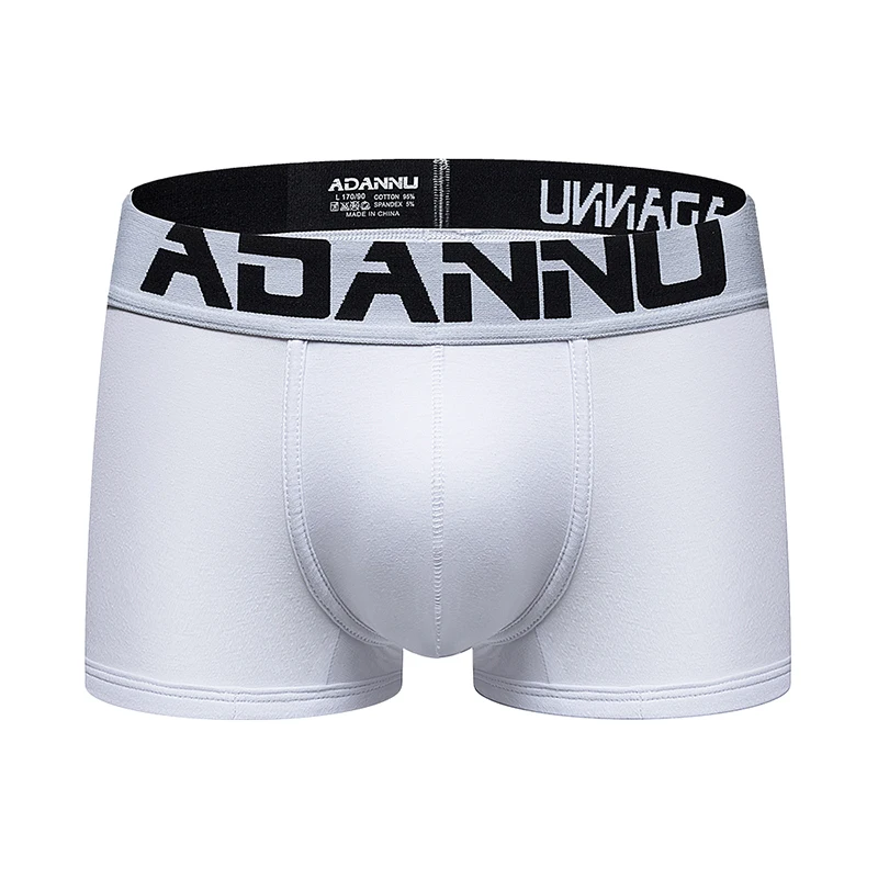 Бренд ADANNU, сексуальное мужское нижнее белье, мужские боксеры, подштанники, хлопковые дышащие u-образные трусы, мужское нижнее белье, мужские шорты AD45 - Цвет: AD125-white