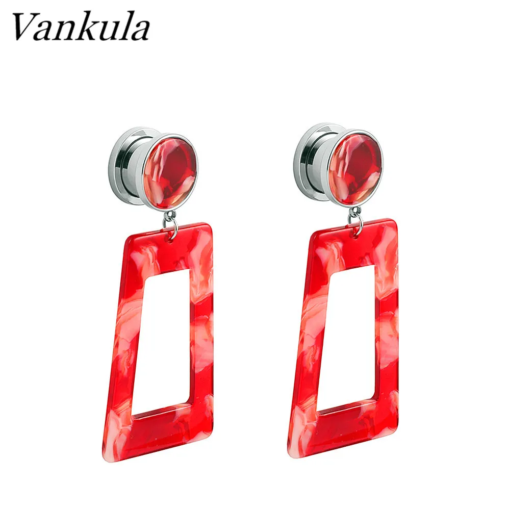 Vankula 2CPS Акриловые Серьги Туннели для ушей 316L нержавеющая Стальные Шпильки для пирсинга ювелирные изделия Длинные висячие серьги