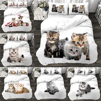 

Animal 3d cute cat custom bedding set kitten quilt cover pillowcase 3pcs twin designer designer bedding luxury