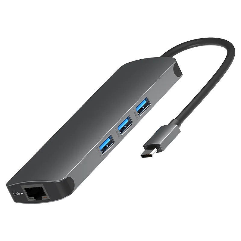Тип-c ноутбук смарт Док-станция для подзарядки телефона 9 в 1 USB HDMI адаптер совместимый для Macbook Hp Dell lenovo samsung huawei Xiaomi - Цвет: gray