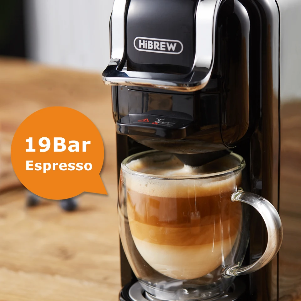 HiBREW Coffee Machine 19 Bar 4in1 Hot & Cold Multiple Capsule Espresso  Cafetera Pod Coffee Maker Dolce Milk Nexpresso Powder H1A