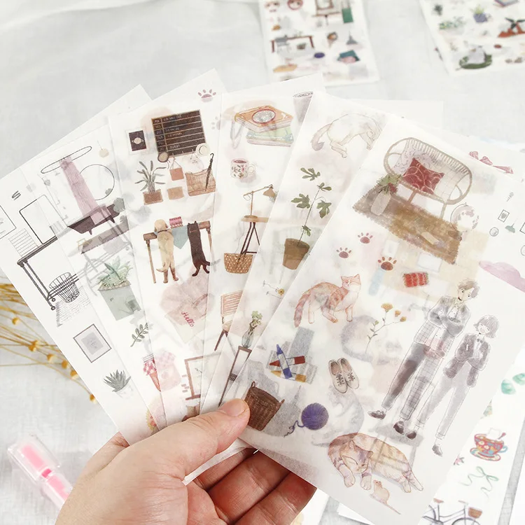 

6 styles Japan and South Korea creative love cat daily stickers diary diary hand account diy decorative stickers